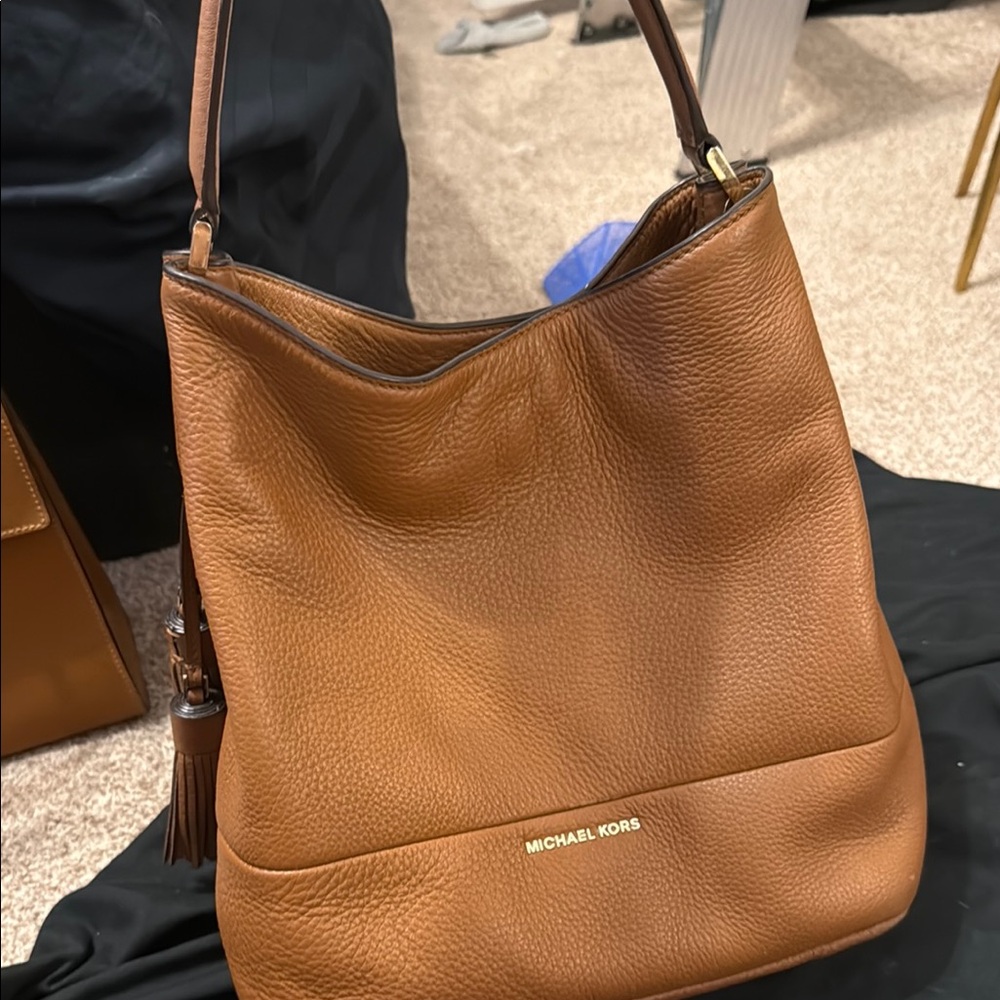 Michael Kors Brown Leather Hobo Bag with Soft Silhouette